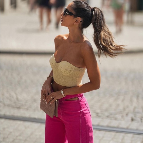 NWT Zara Linen Blend Crop Top - Picture 6 of 13